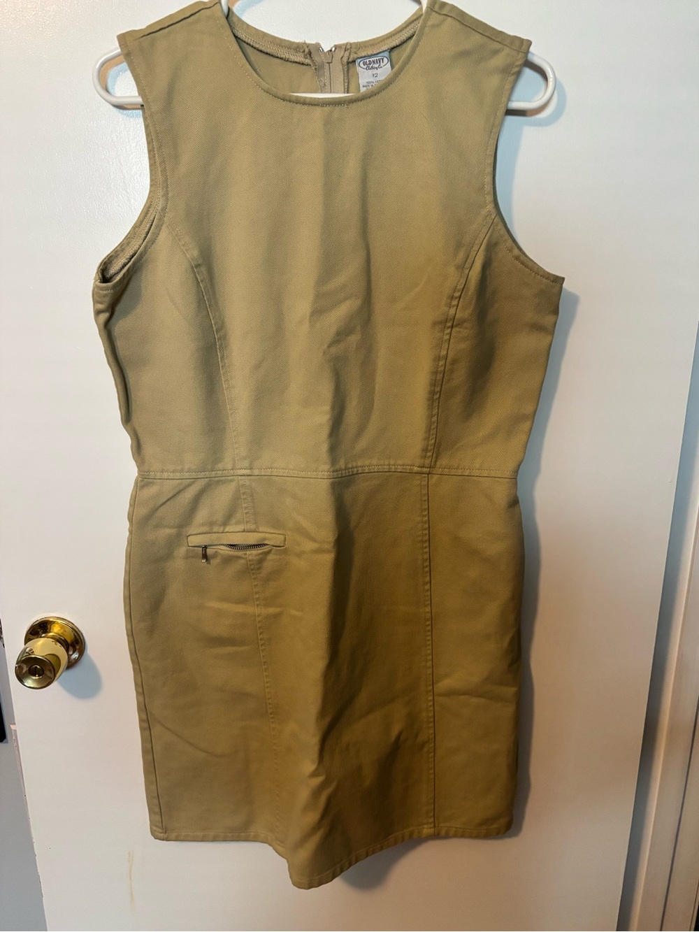 90s Retro Vintage Old Navy Teacher Casual Sleeveless Khaki Shift Dress 12